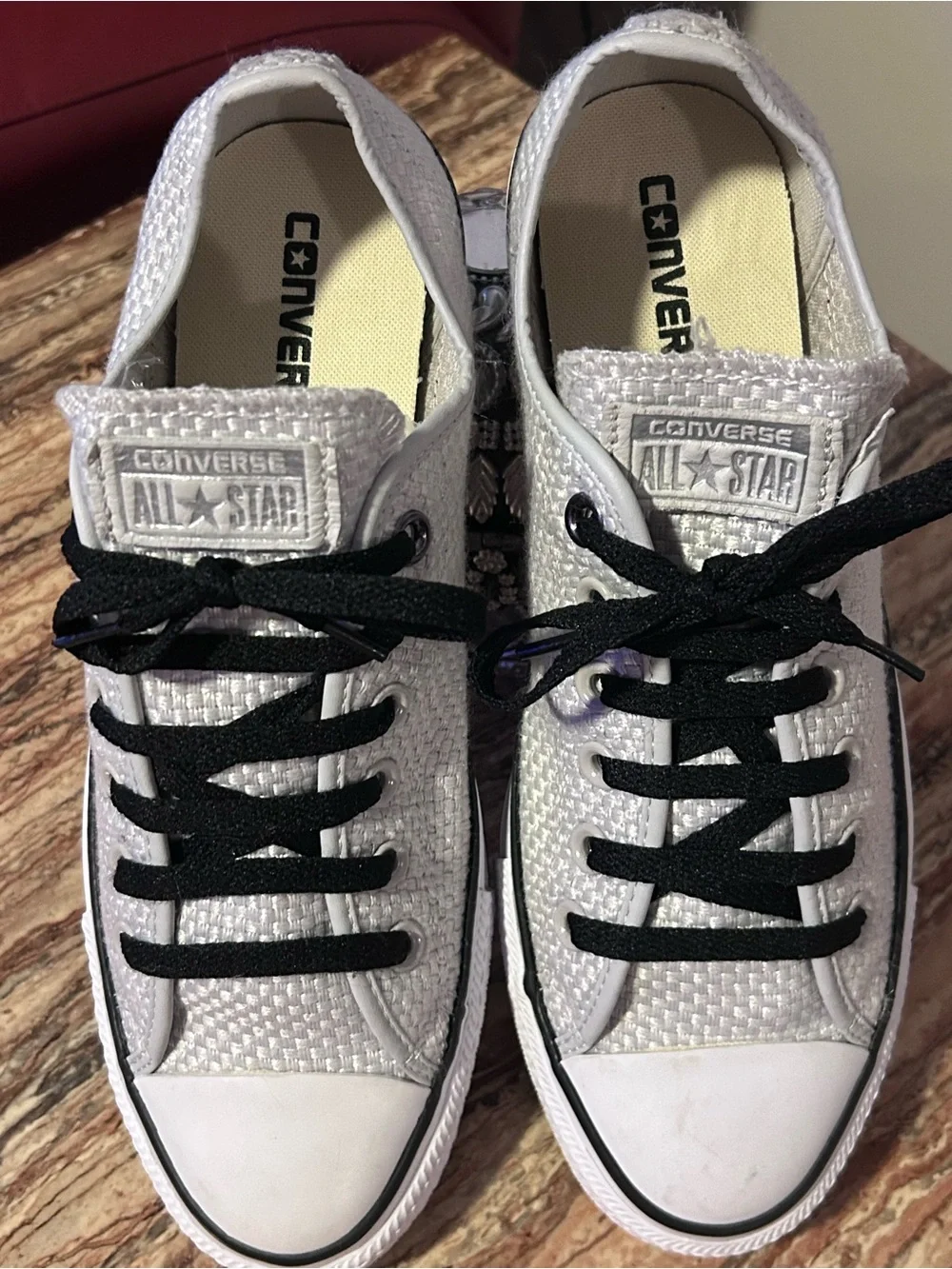 Converse All Star Metallic Silver Woven Low Top Sneakers Unisex Women 9/ Men 7